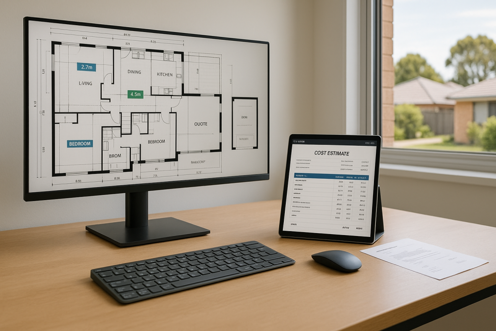 Building trade estimating software on screen take off tool used by Ballarat builders to reduce tender prep time