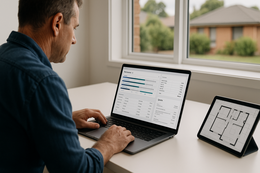 Building trade estimating software dashboard used by Bendigo builders to manage multiple tender deadlines