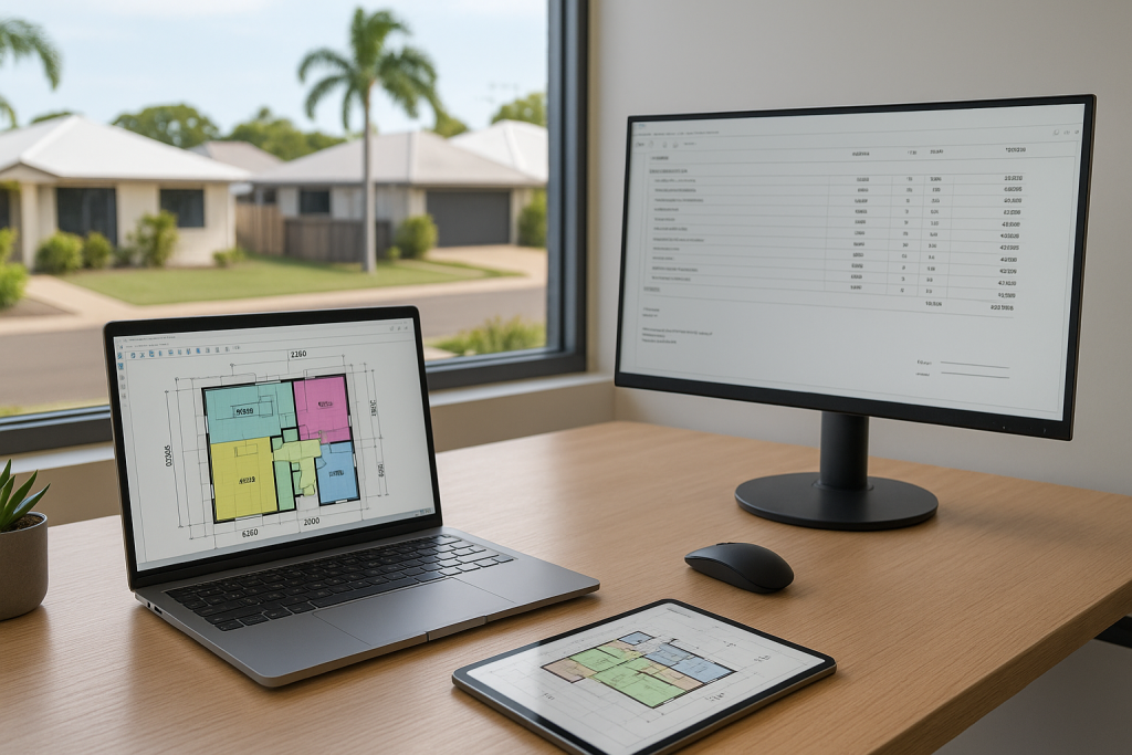 Building trade estimating software on screen take off display used by Townsville builders to win more tenders