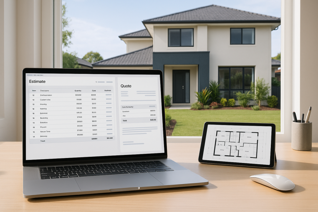 Modern Australian home showcasing building trade estimating software usage in Brisbane